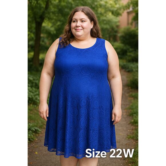 NWT Rabbit Rabbit Rabbit Royal Blue Lace Maxi Dress 22W Modest Formal Churchwear - Picture 2 of 11